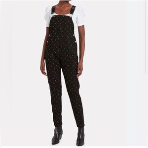WEWOREWHAT Crystal Denim Overalls Black